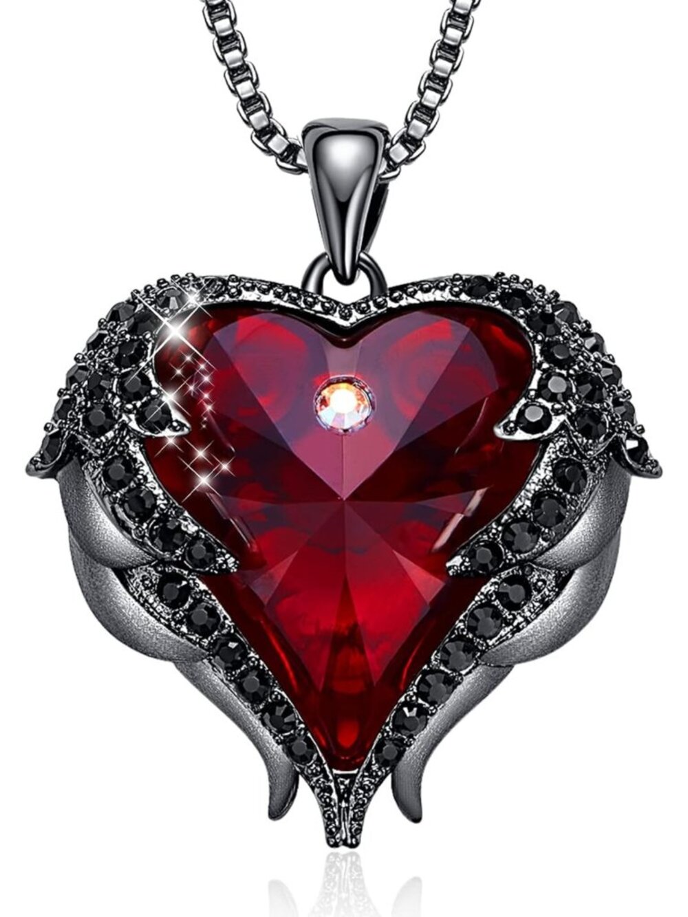 Angel Wings Heart Birthstone Pendant Necklace - Perfect Gift for Women